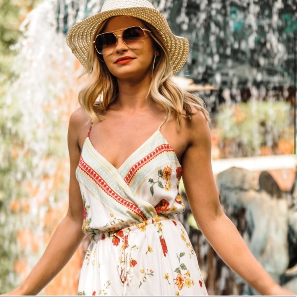 Boho Floral Sharkbite Maxi Dress